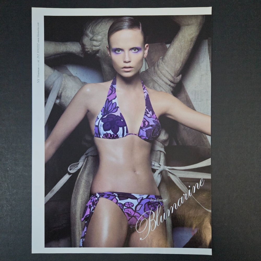 2009 Blumarine Beachwear Print‎ Ad Purple Floral 2-Pc Bikini Swimsuit Swimwear